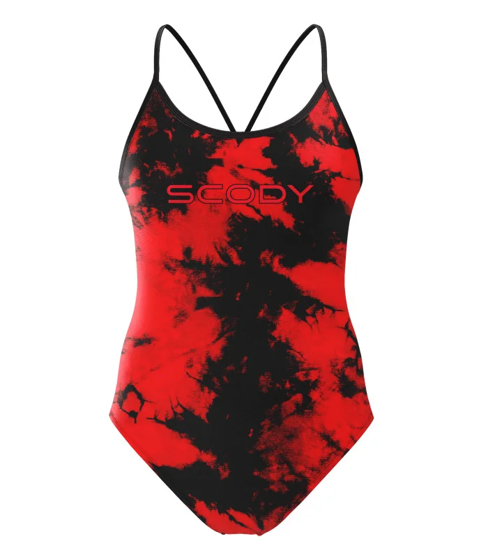 Tie Dye Red Chlorine Resistant Swimsuit, Women | Swim Wear