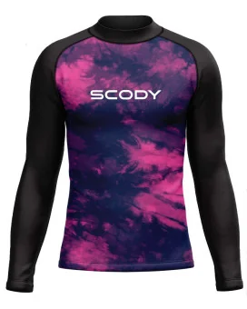 Tie Dye Plum Unisex Chlorine Resistant Swim Rashie, UPF50+ | Swimwear