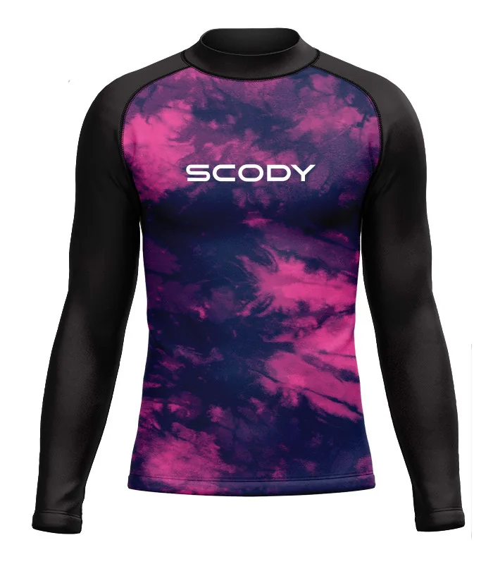 Tie Dye Plum Unisex Chlorine Resistant Swim Rashie, UPF50+ | Swimwear