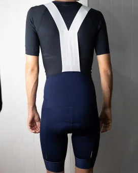 Navy Cycle Bib Shorts, X-Opaque Cuff, Seamless Strap