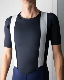 Navy Cycle Bib Shorts, X-Opaque Cuff, Seamless Strap