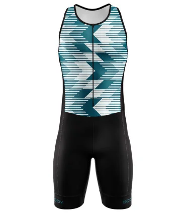 Chevron Teal Triathlon Suit, Sleeveless - Men | Made in Australia | Triathlon Gear