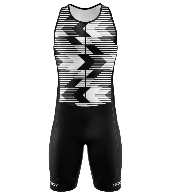 Chevron Black Triathlon Suit, Sleeveless - Men | Made in Australia | Triathlon Gear