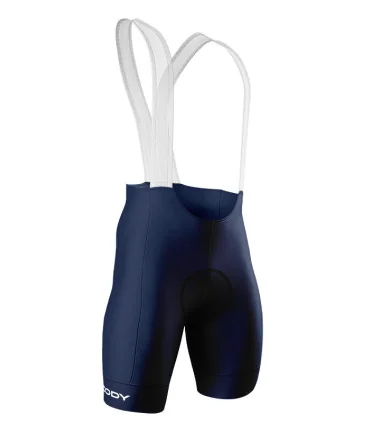 Navy Cycle Bib and Brace Shorts - Men, Askin Fabric Cuffs, Seamless Bib straps