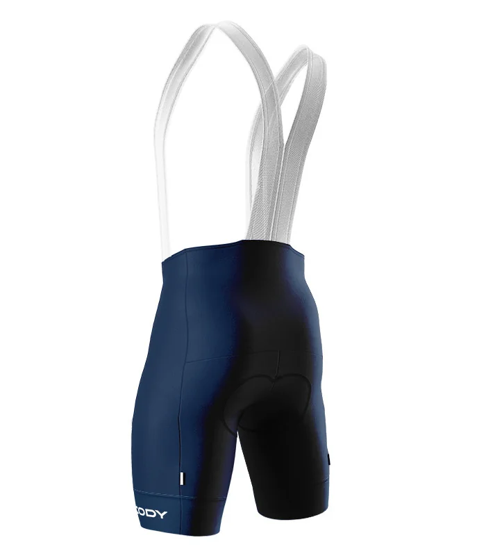 Navy Cycle Bib and Brace Shorts - Men, Askin Fabric Cuffs, Seamless Bib straps