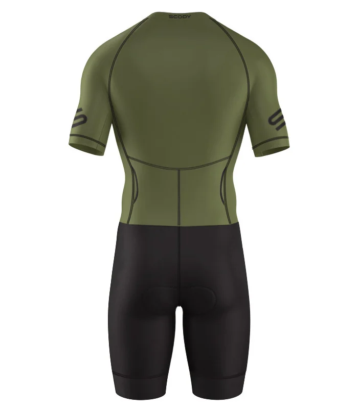 Men's Moss Green UV Protect triathlon suit for sale at Scody Australia. Flexible payment options available. | Triathlon Gear