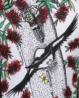 Swooping Magpie mid swoop - back detail