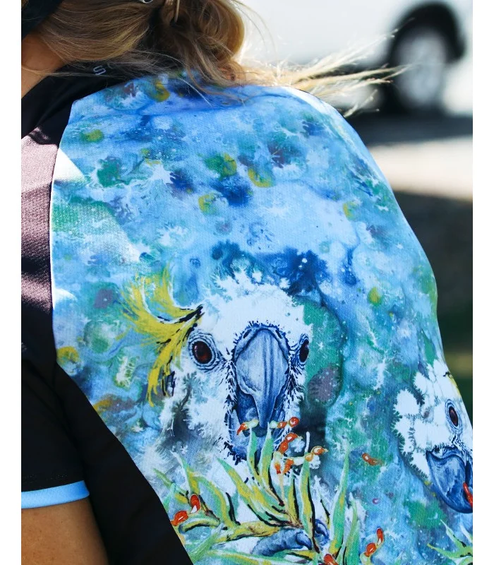 Romy rocking the Cockatoo Jersey in beautiful Moffat Beach, Queensland